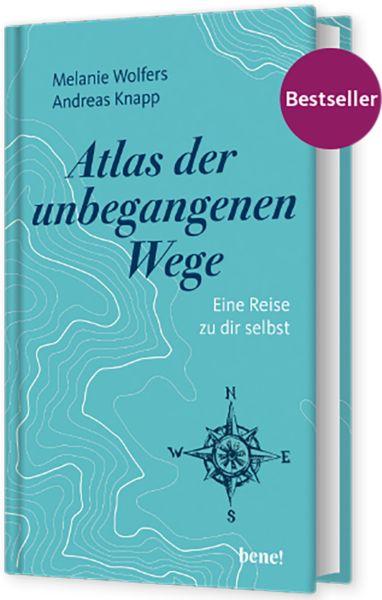 Buchcover Atlas der unbegangenen Wege mit Bestseller-Button Melanie Wolfers